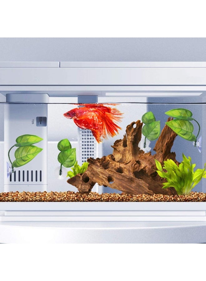 Betta Fish Leaf Pad with Suction Cup, Betta Bed Leaf Hammock Double Leaf Design Lightweight and Realistic Resting Spot Breeding Decoration Comfortable Laying Hiding Habitat - Image 4